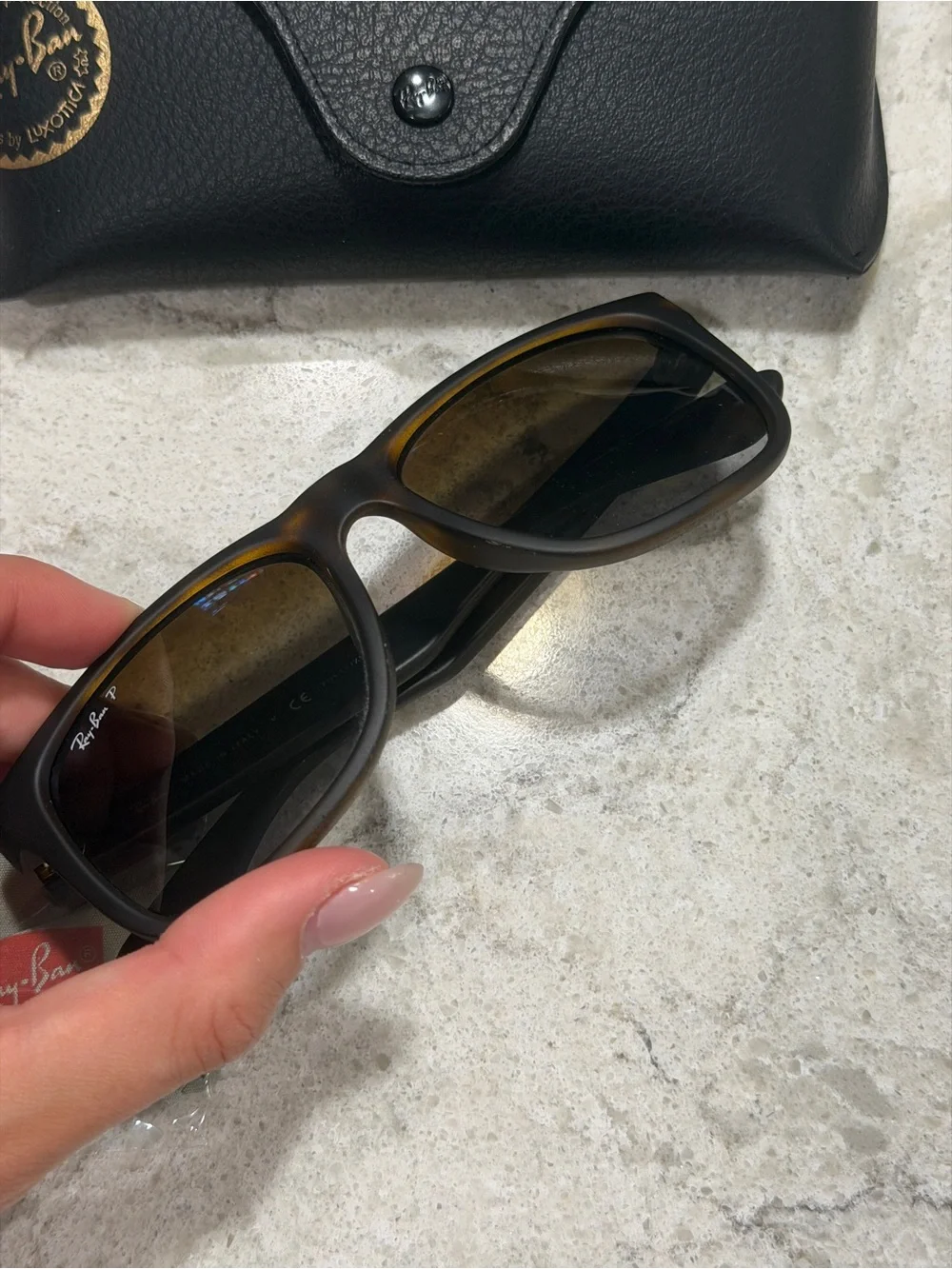 Ray-Ban Men’s Justin Polarized Tortoiseshell Square Sunglasses - Brown Lenses